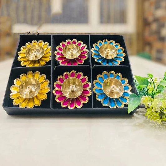 Brass Lotus Diyas pack of 6