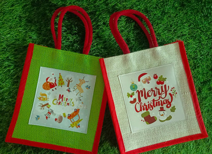 Christmas Jute Gift Bags 10 Nos.