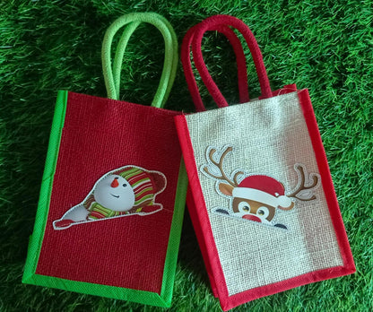 Christmas Jute Gift Bags 10 Nos.