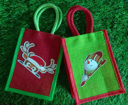 Christmas Jute Gift Bags 10 Nos.