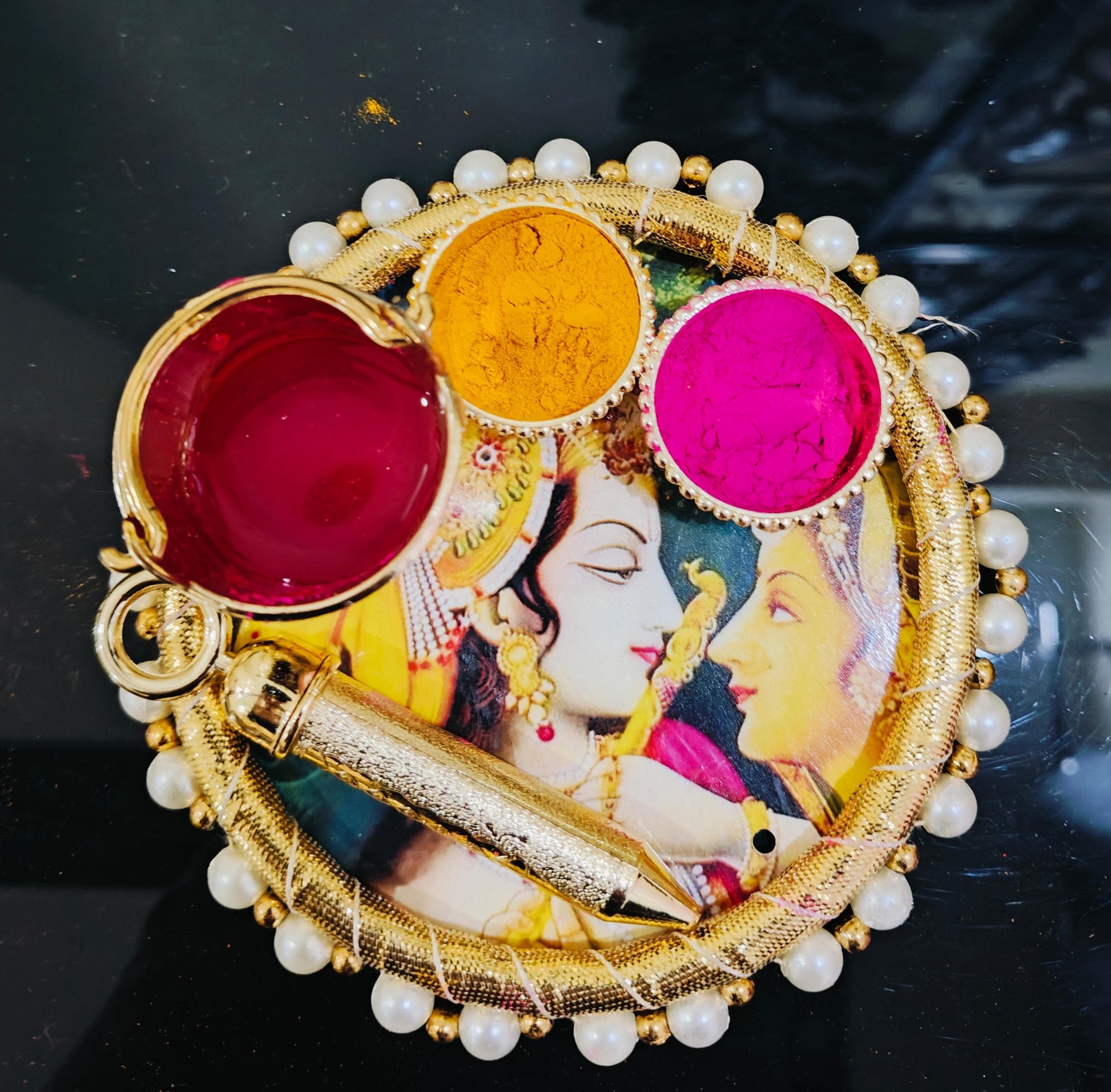 Holi Special Platters with Radhe Krishna images 