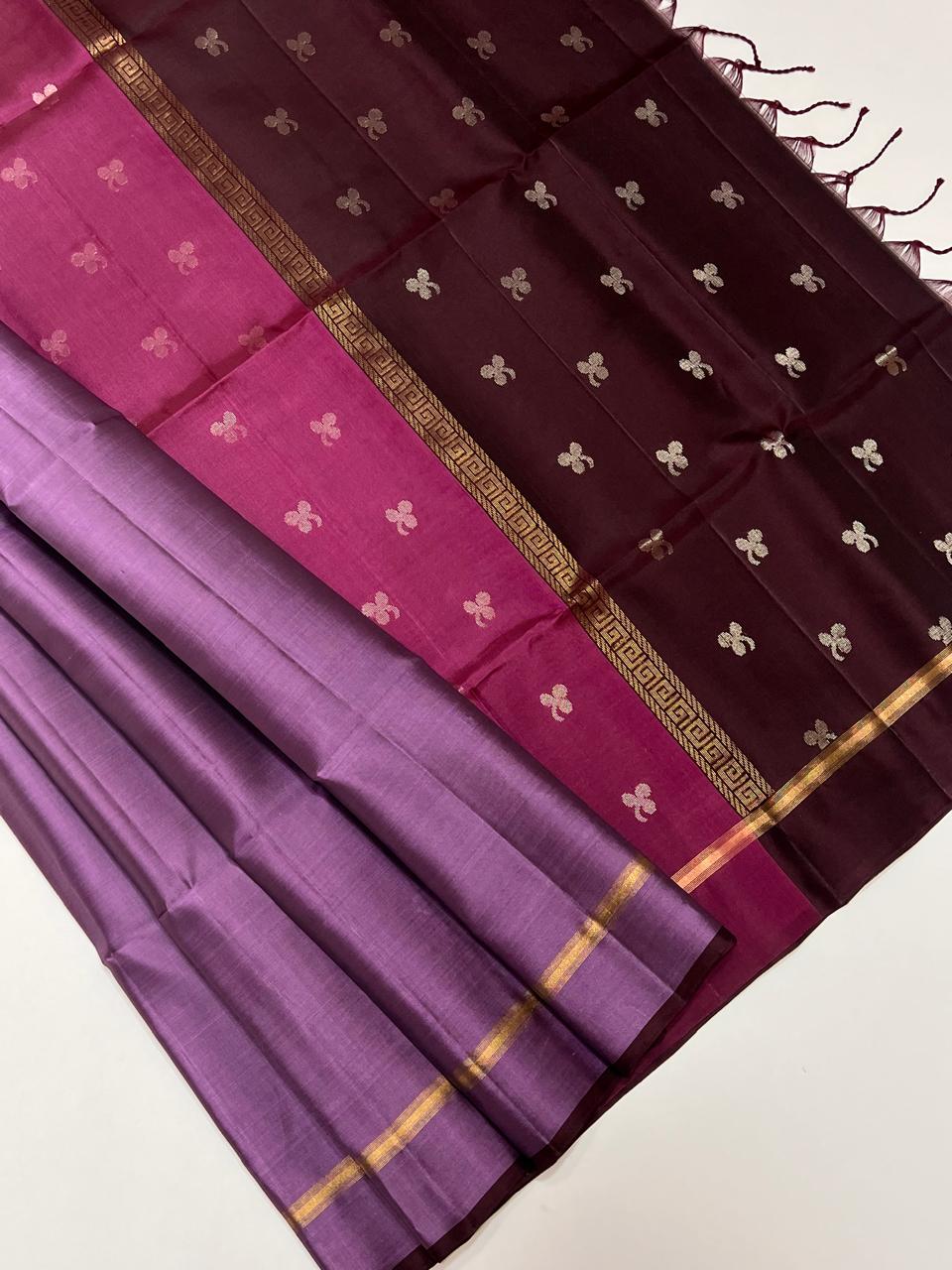 Dual Colour Pallu Kanchi Silk sarees