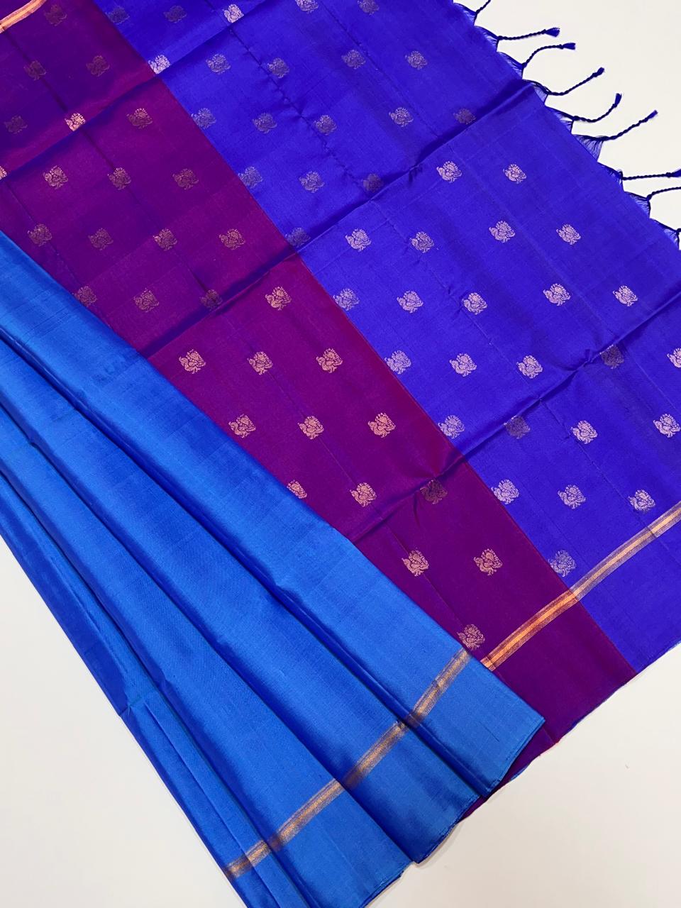 Dual Colour Pallu Kanchi Silk sarees