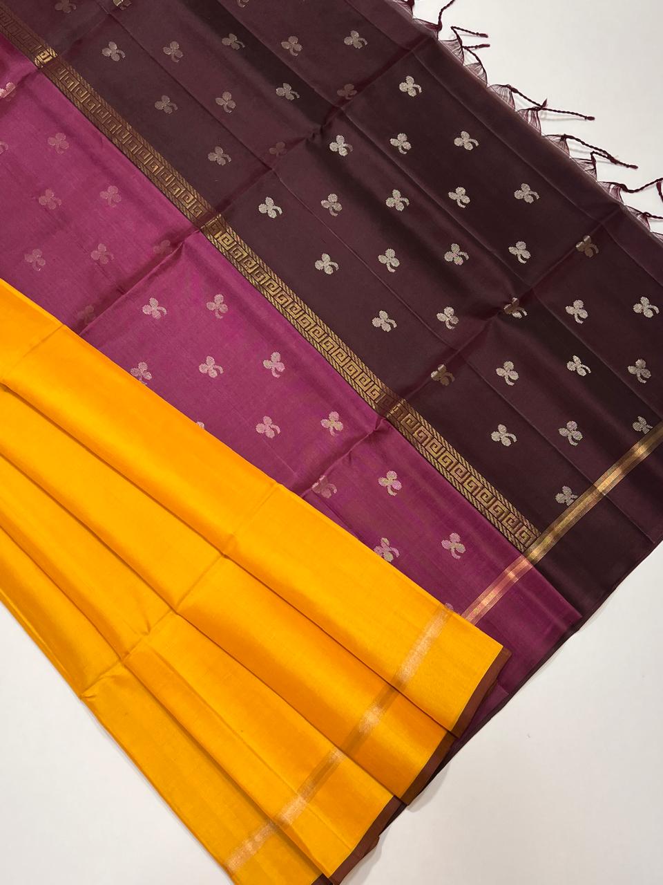 Dual Colour Pallu Kanchi Silk sarees