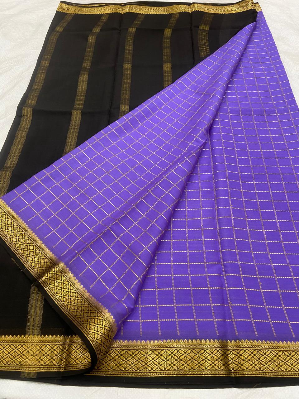 Checked Pure Mysore Silk Sarees