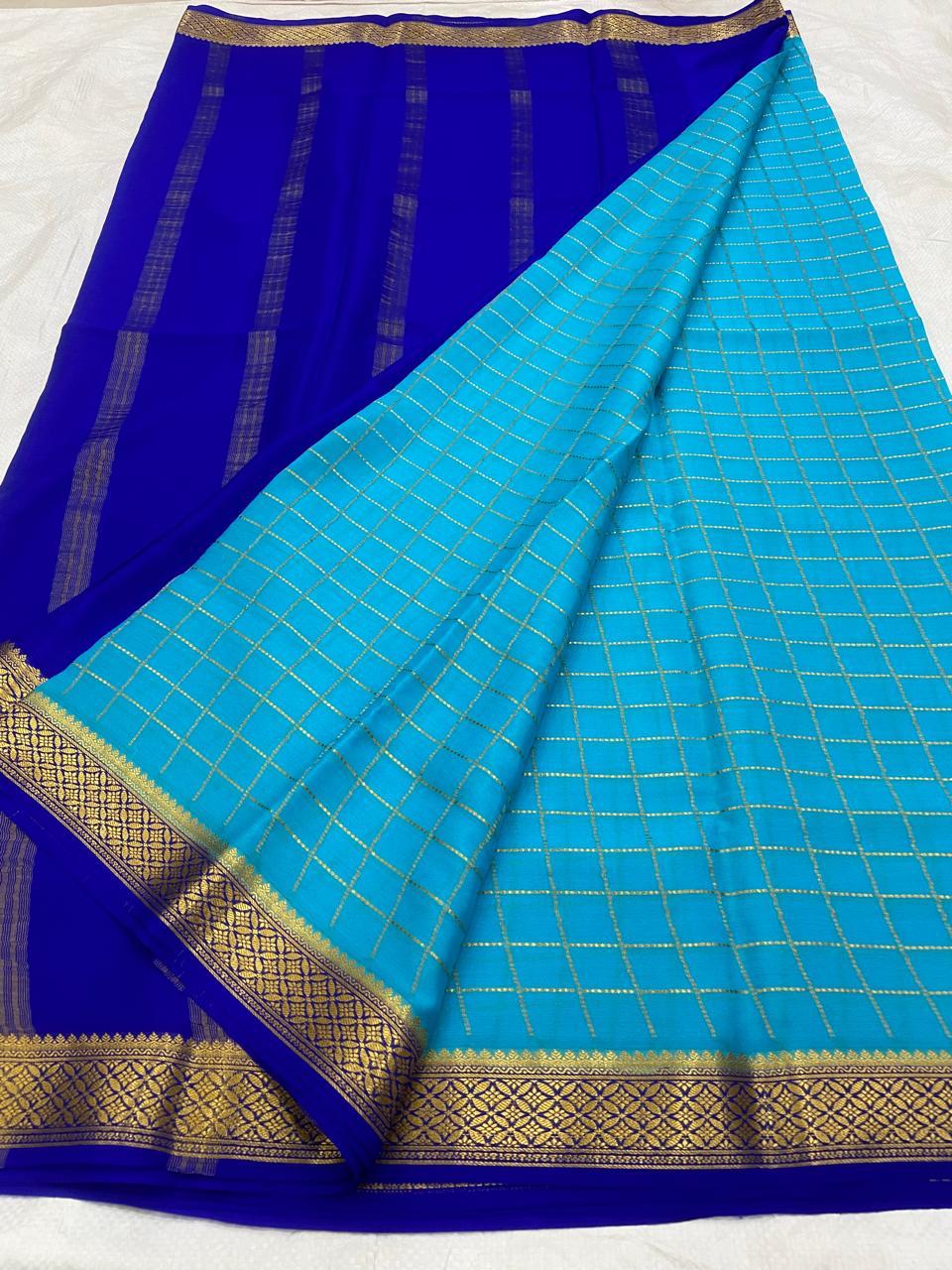 Checked Pure Mysore Silk Sarees