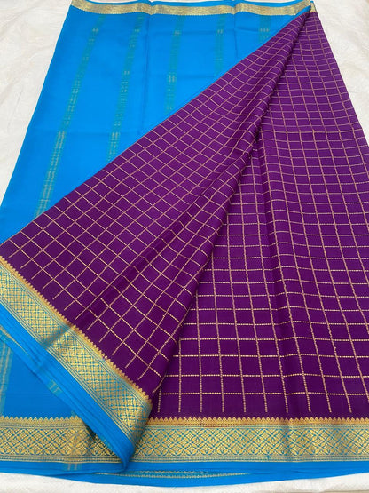 Checked Pure Mysore Silk Sarees