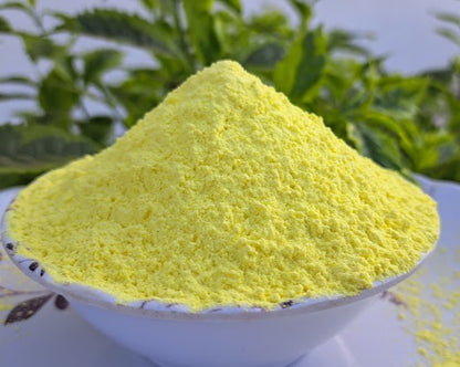 Yellow Color Homemade Natural Holi Colors from vegetables, fruits, grass, etc