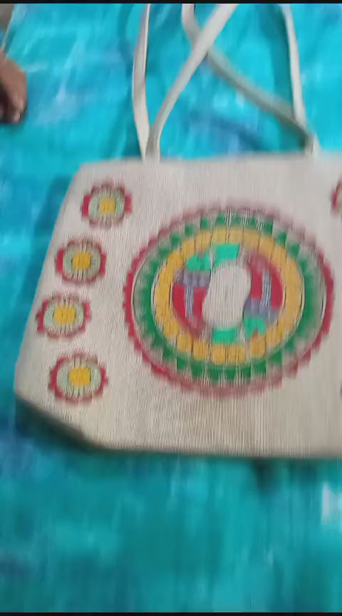 Madhubani Hand painted Jute shopping bags