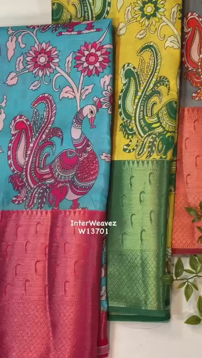 Semi Dupion Kalamkari sarees