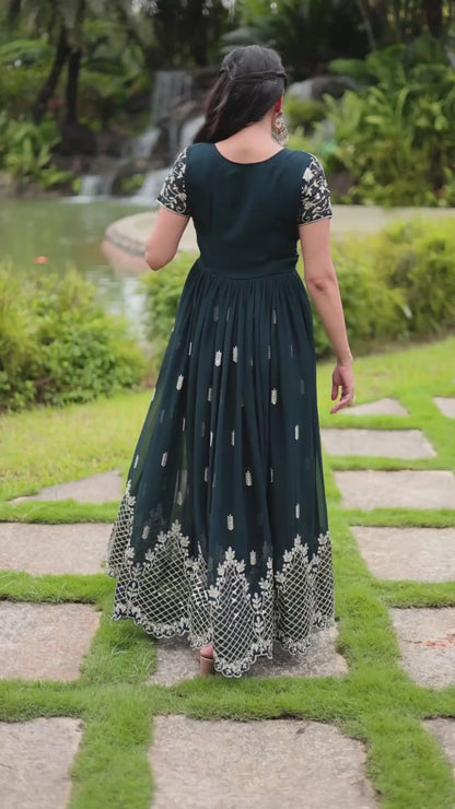 Georgette  Embroidery Gown