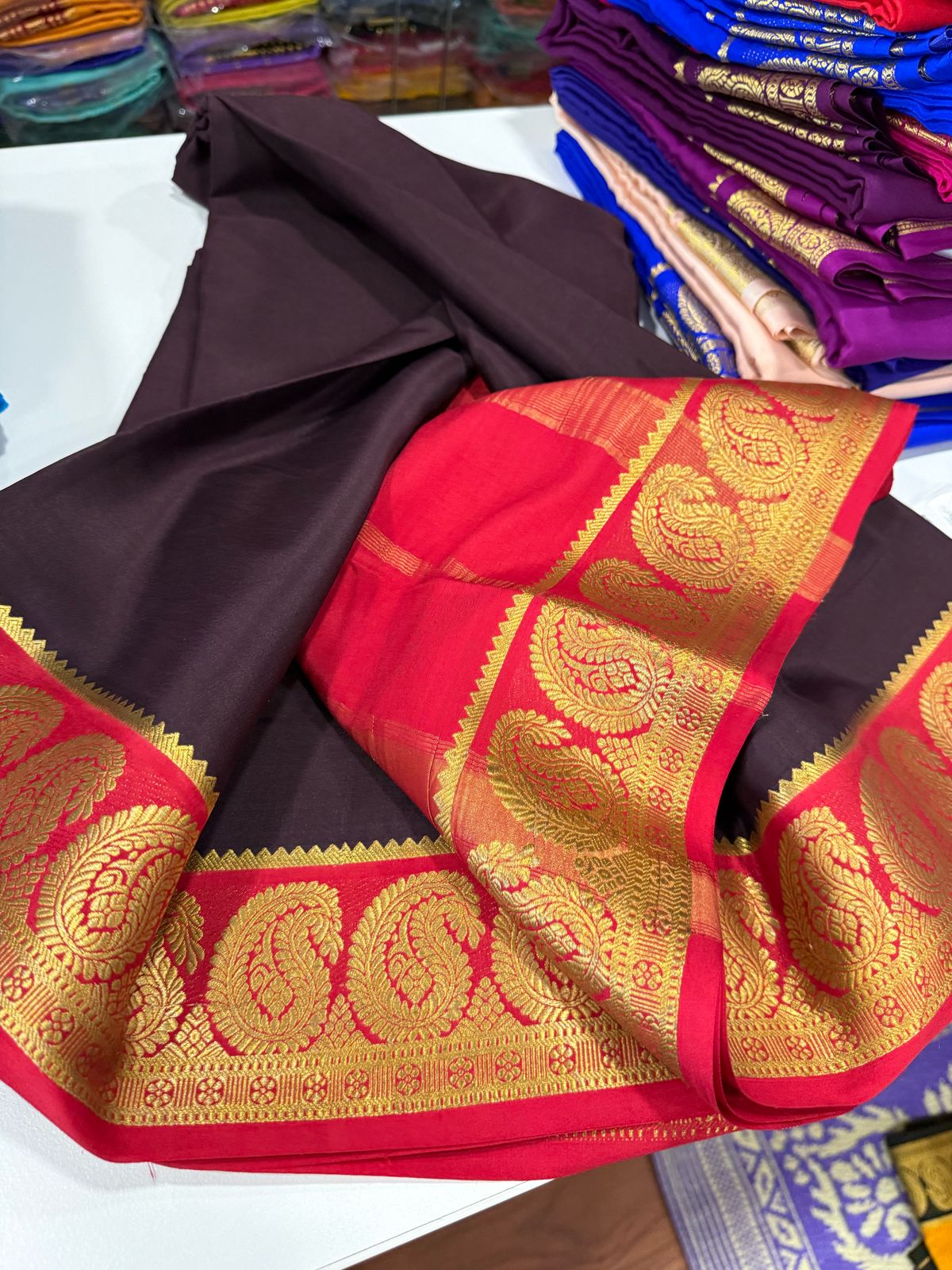 Mango Border Mysore Silk Sarees