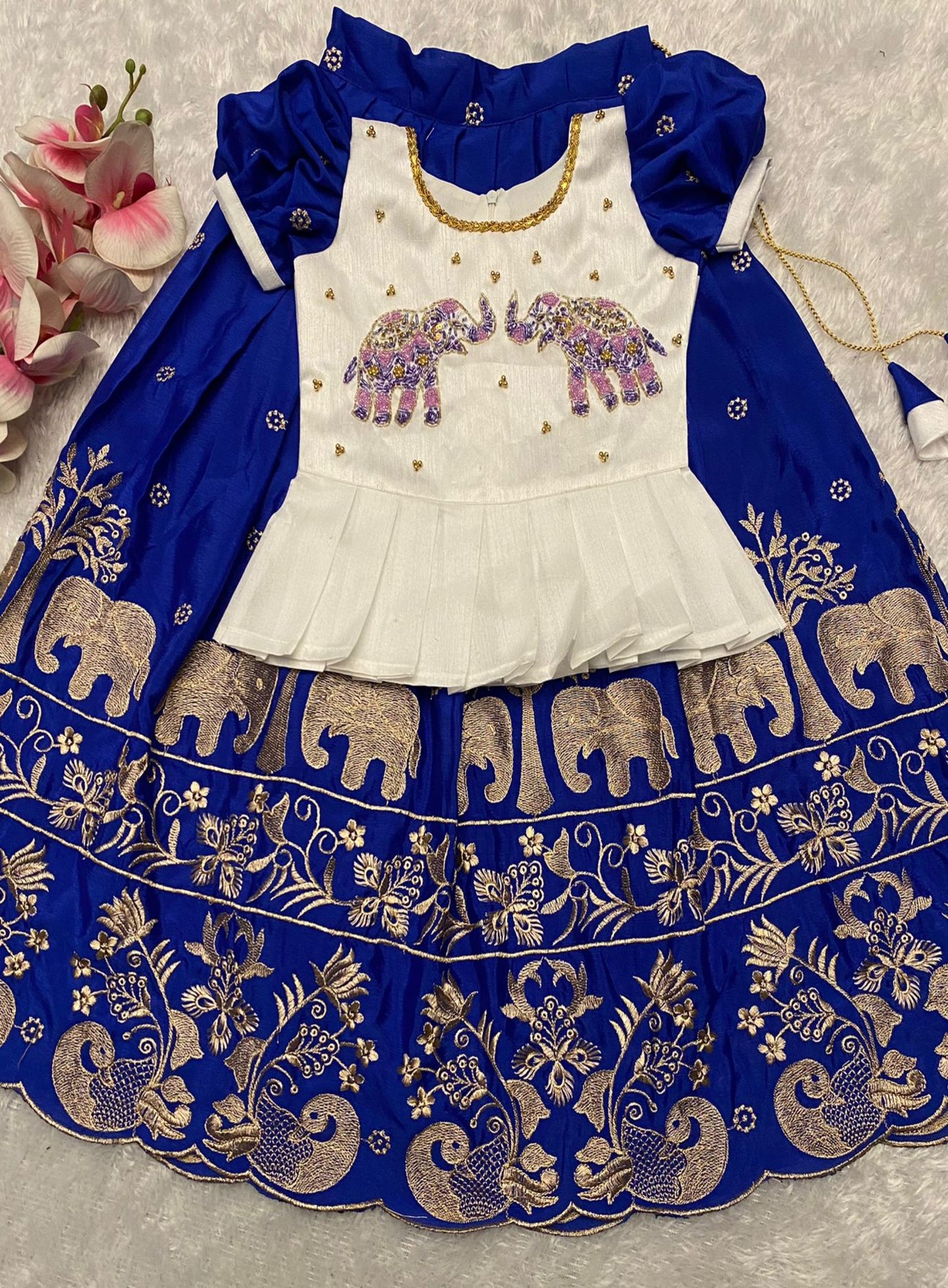 Readymade Chinon Silk  Lehengas for Girls