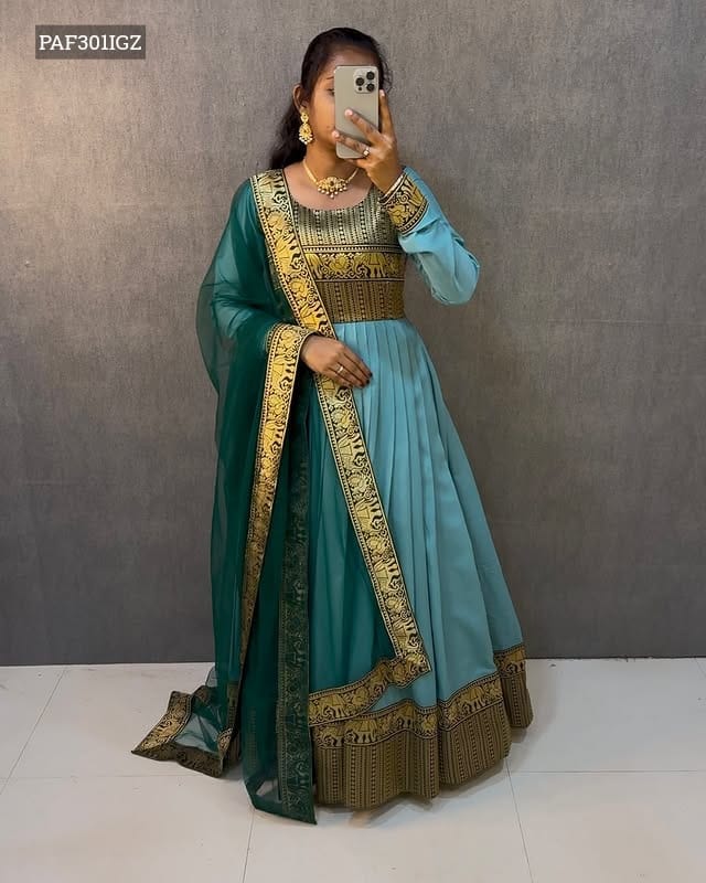 Kanjivaram Silk Gown with Dupatta