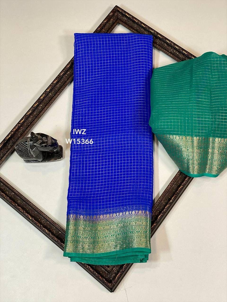 Semi Mysore Silk Checked Sarees