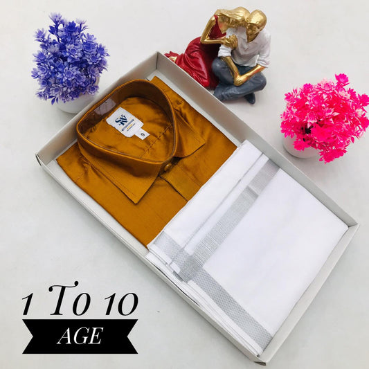 Boys Velcro Dhoti and Shirt Set