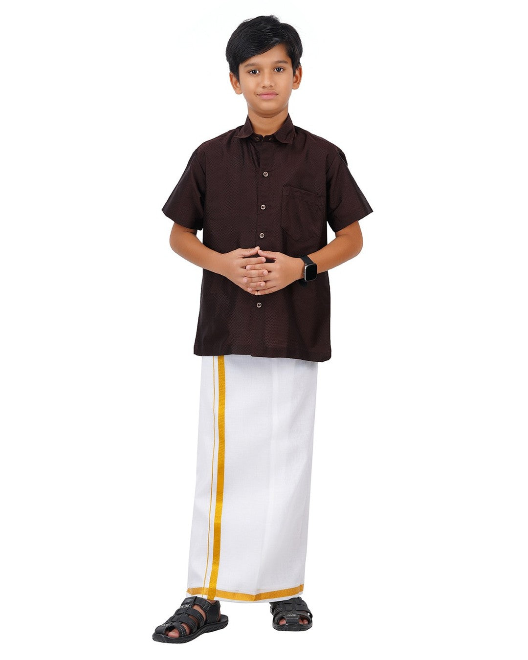 Boys Velcro Dhoti and Shirt Set