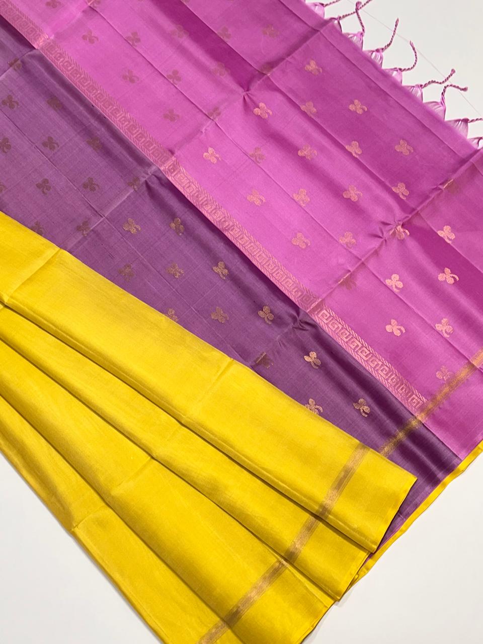 Dual Colour Pallu Kanchi Silk sarees