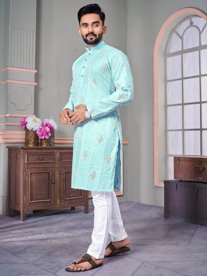 Men's Printed Cotton Kurta