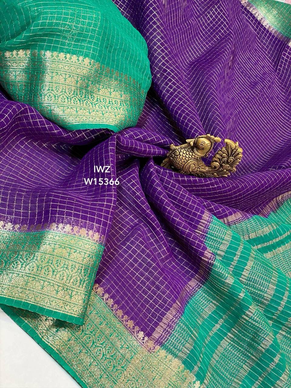 Semi Mysore Silk Checked Sarees