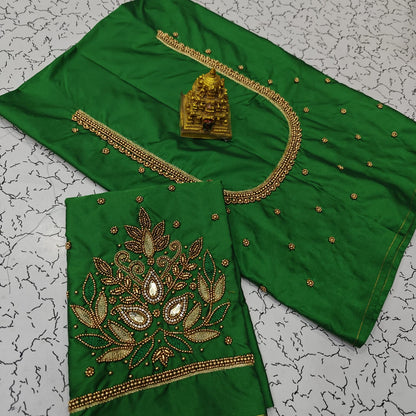 Aari work silk cotton blouse bit