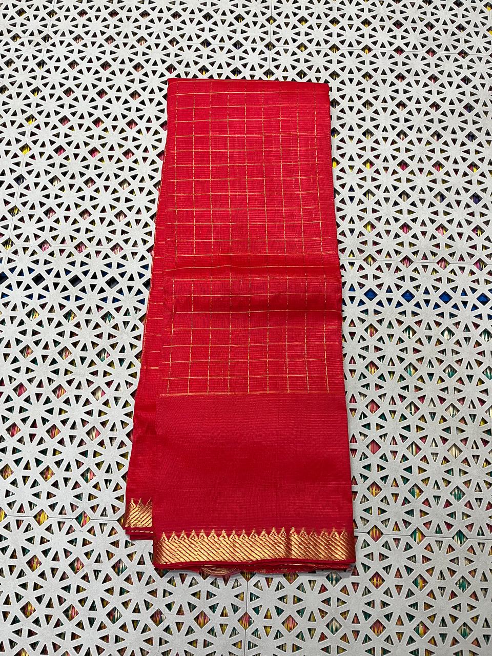 Mangalagiri  Pattu Checked Sarees