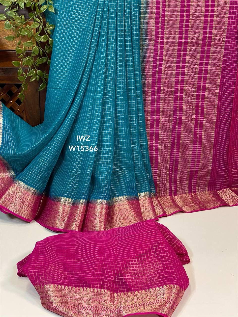 Semi Mysore Silk Checked Sarees