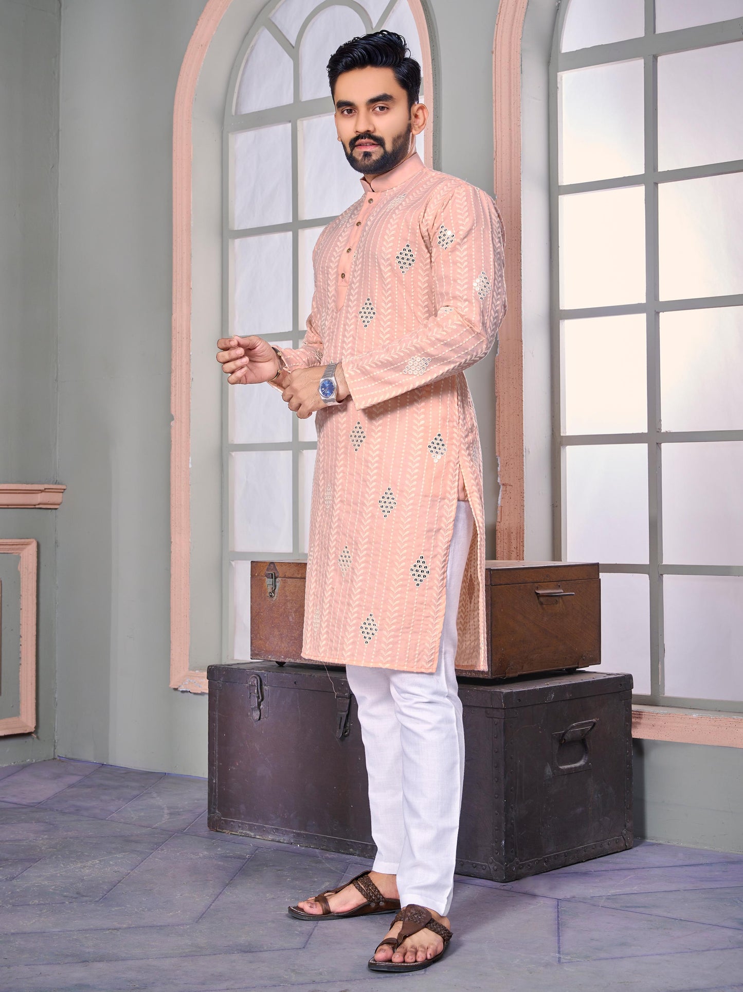 Men's Printed Cotton Kurta