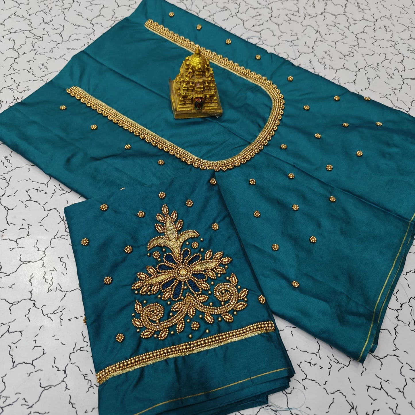 Aari work silk cotton blouse bit