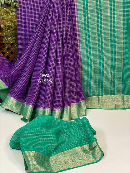 Semi Mysore Silk Checked Sarees