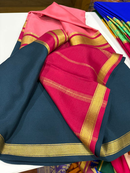 KSIC 3D Pattern Pure Mysore Silk Sarees