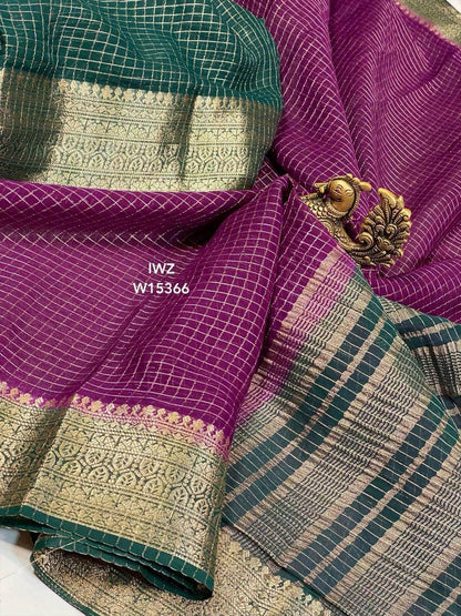 Semi Mysore Silk Checked Sarees