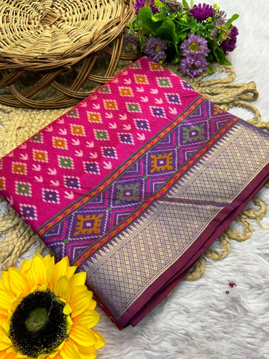 Patola Dual Tone Soft Silk Sarees