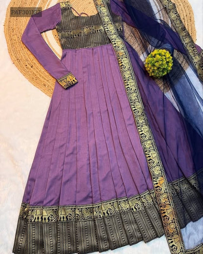 Kanjivaram Silk Gown with Dupatta