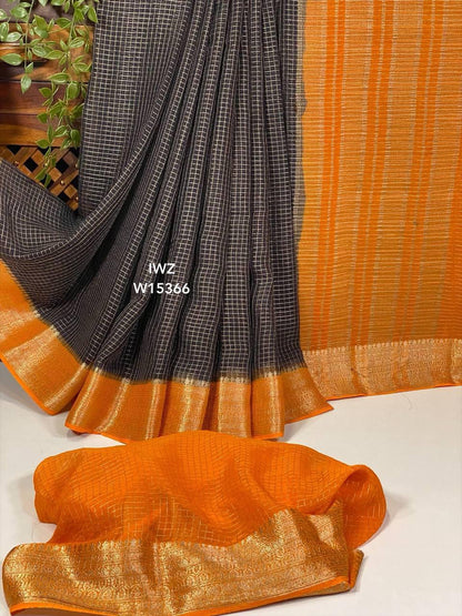 Semi Mysore Silk Checked Sarees