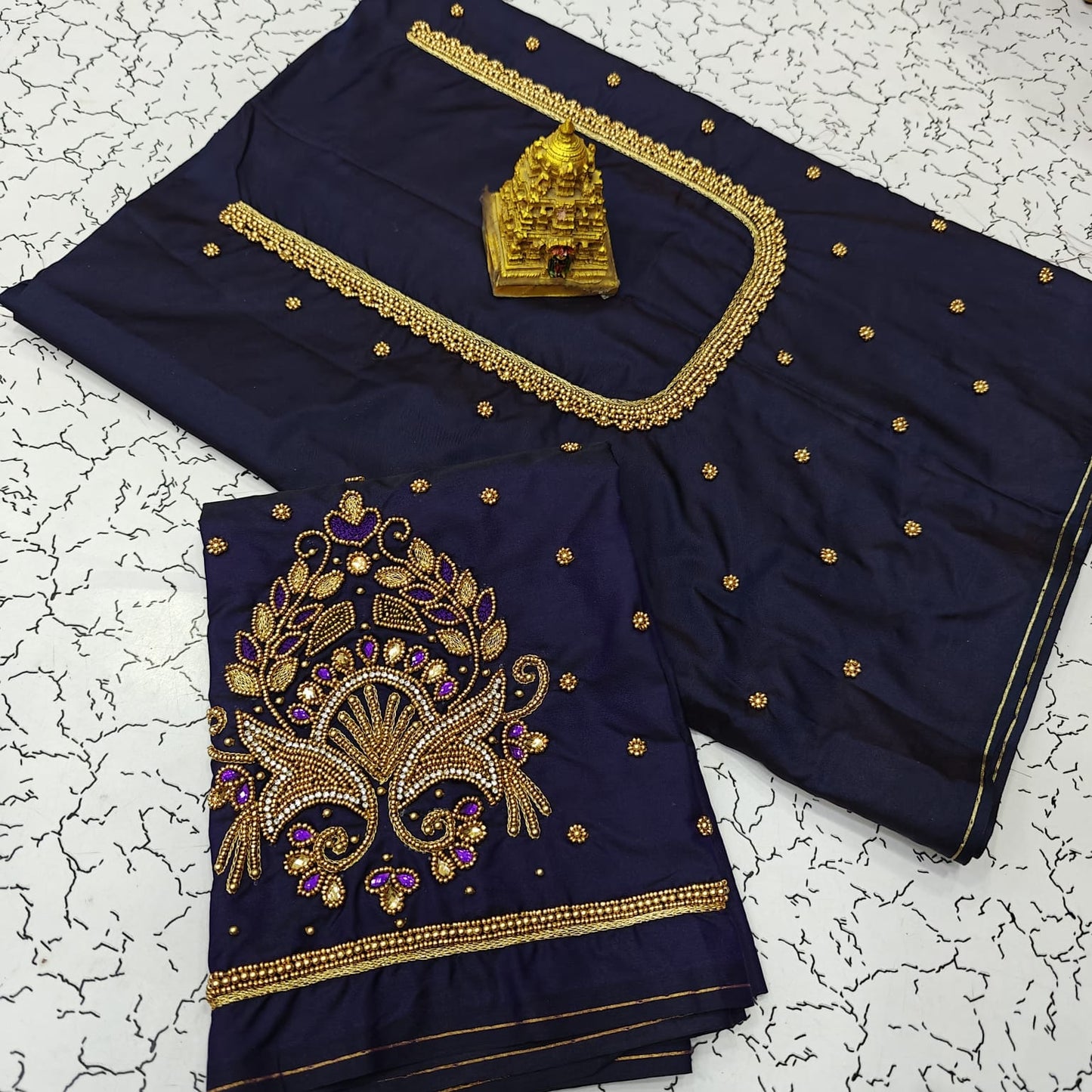 Aari work silk cotton blouse bit