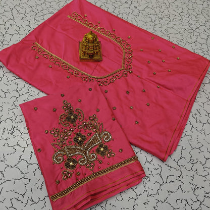 Aari work silk cotton blouse bit