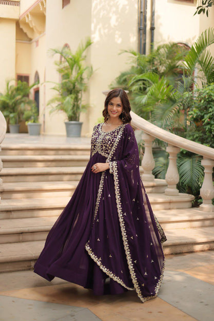 Georgette Silk Gown with Dupatta