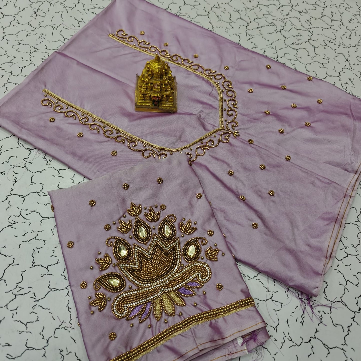 Aari work silk cotton blouse bit