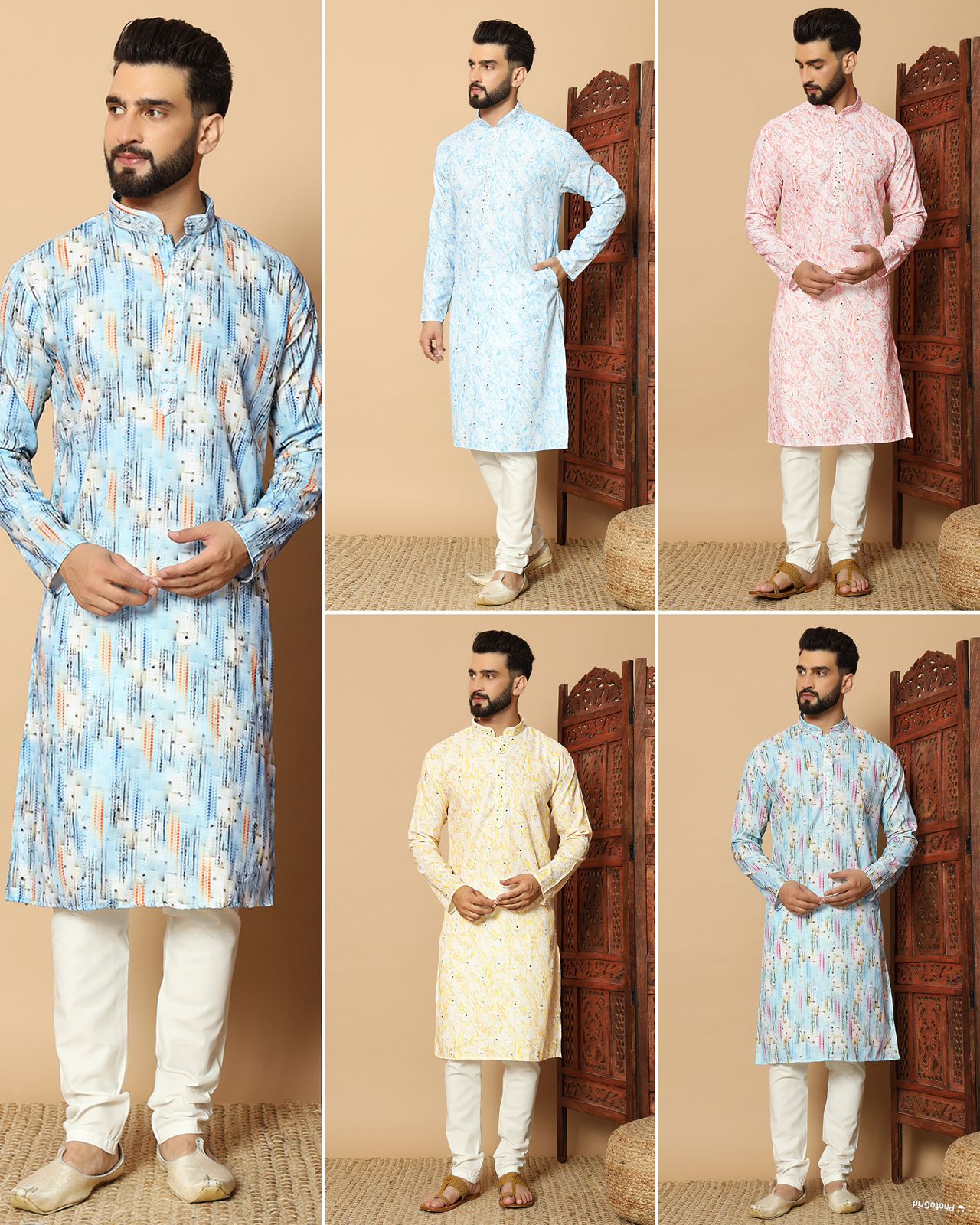 Men's Printed Cotton Kurta