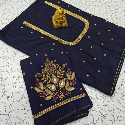 Aari work silk cotton blouse bit