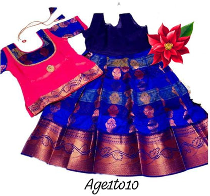 Girls Semi Silk Skirt Blouse