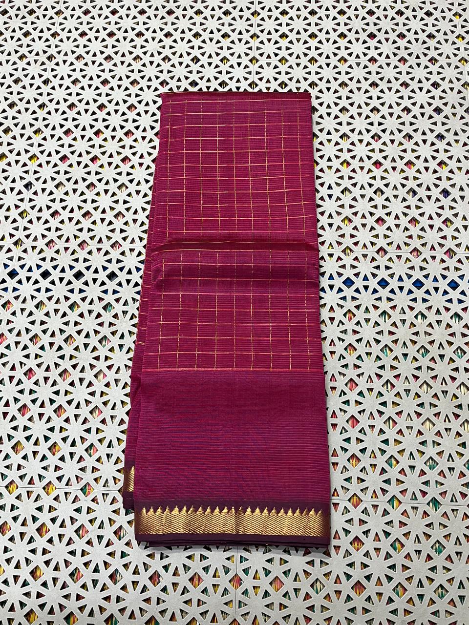 Mangalagiri  Pattu Checked Sarees