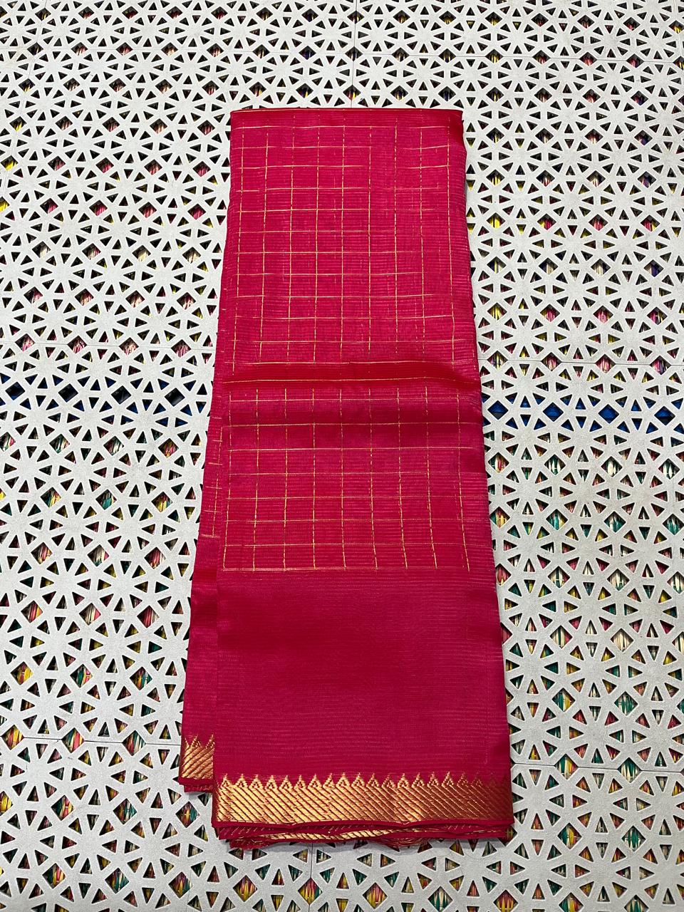 Mangalagiri  Pattu Checked Sarees