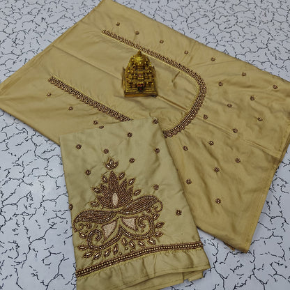 Aari work silk cotton blouse bit