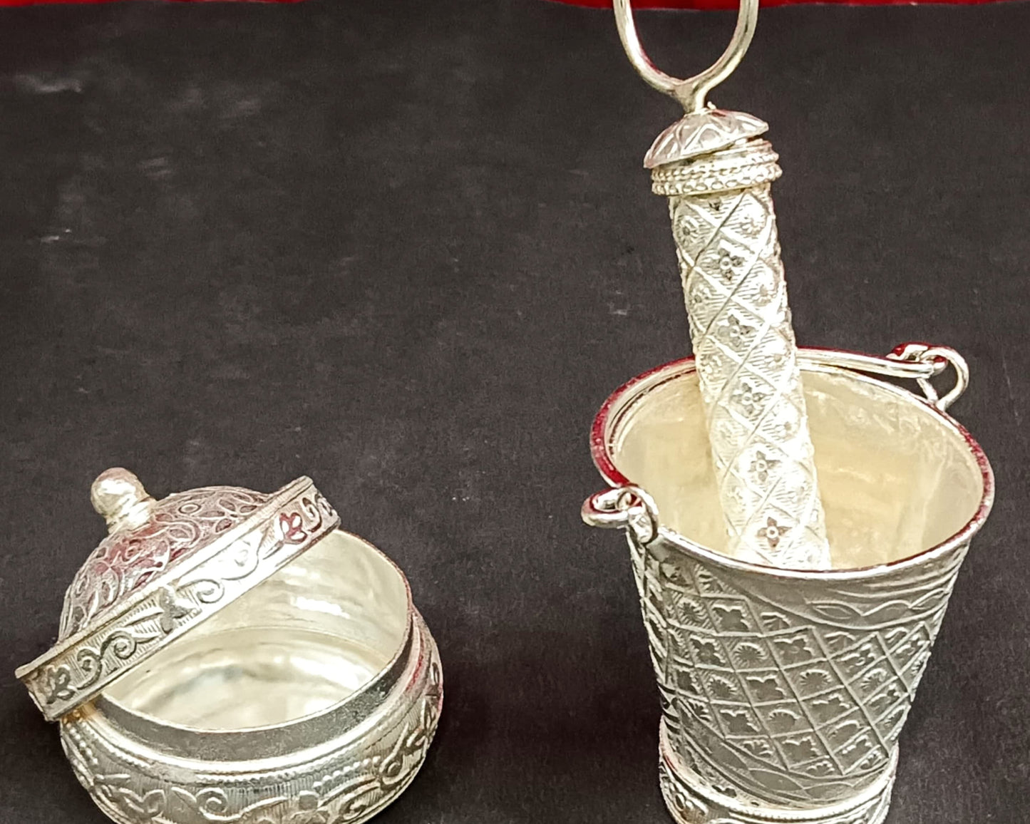 HOLI SPECIAL German Silver Bucket with pickari set