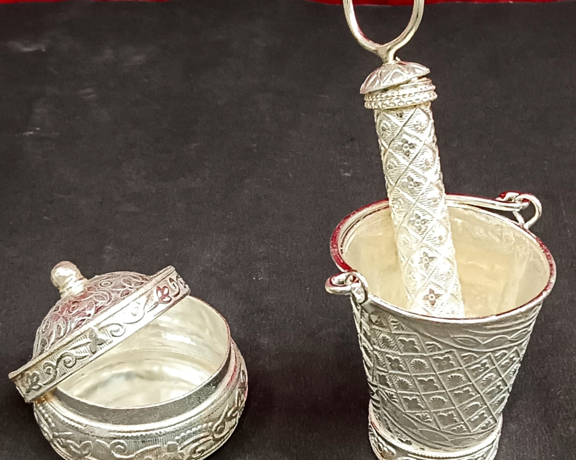 HOLI SPECIAL German Silver Bucket with pickari set