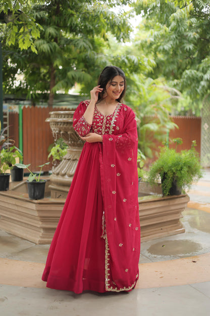 Georgette Silk Gown with Dupatta