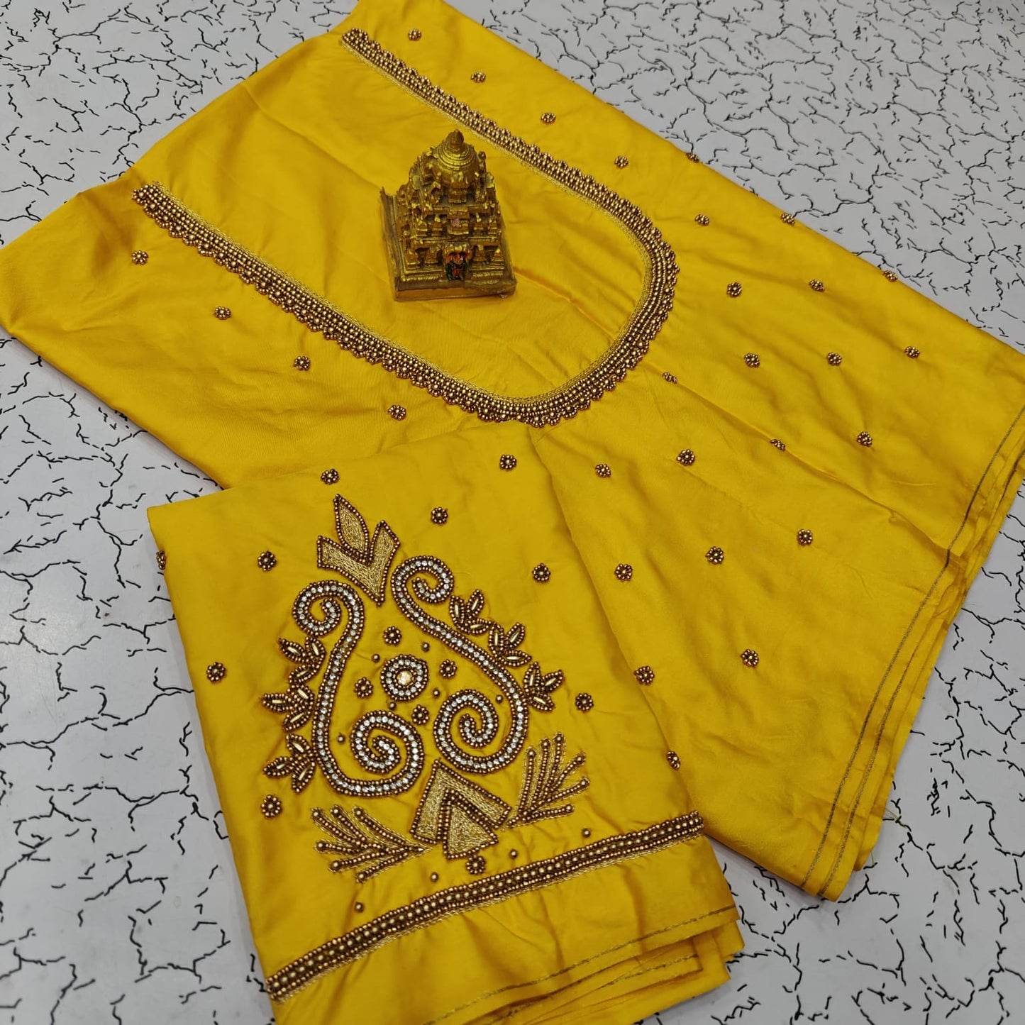 Aari work silk cotton blouse bit