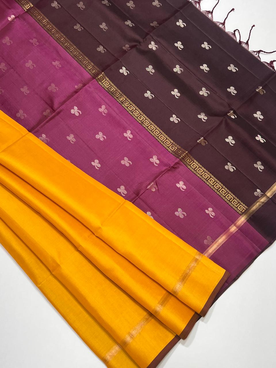 Dual Colour Pallu Kanchi Silk sarees